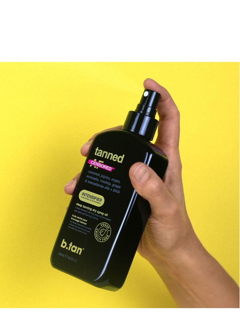 b.tan Best Tanning Oil | Get Tanned Intensifier Dry Spray - Get a Fast, Dark Outdoor Sun Tan From Tan Accelerating Actives, Packed with Moisturizing Oils to Keep Skin Hydrated, 8 Fl Oz