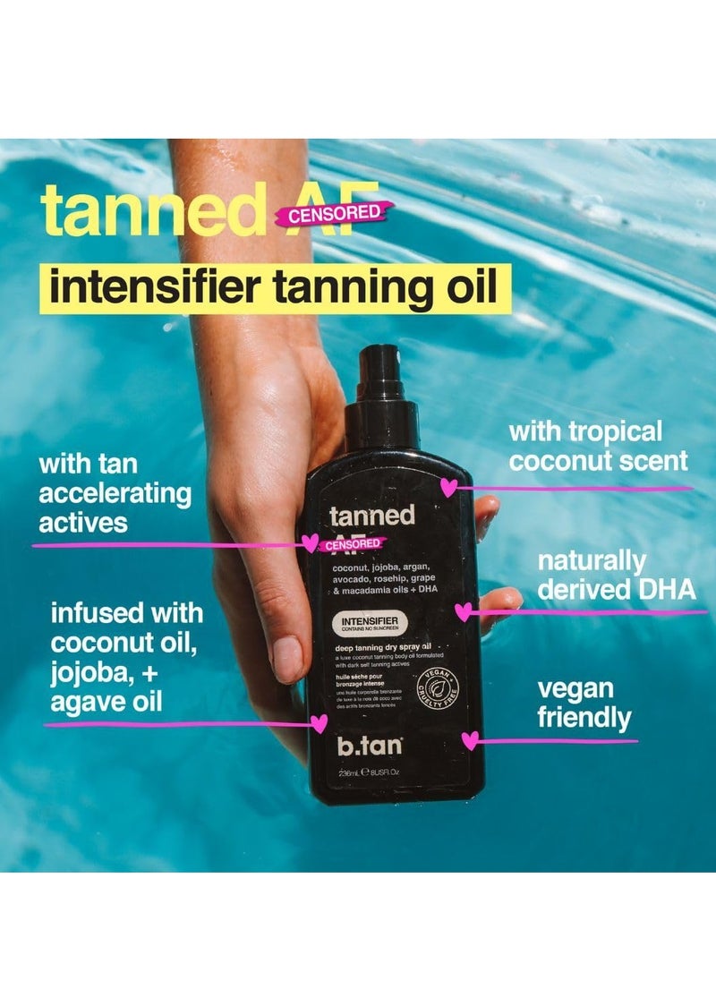 b.tan Best Tanning Oil | Get Tanned Intensifier Dry Spray - Get a Fast, Dark Outdoor Sun Tan From Tan Accelerating Actives, Packed with Moisturizing Oils to Keep Skin Hydrated, 8 Fl Oz