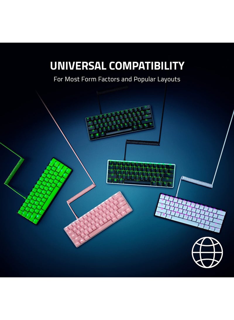 Razer PBT Keycap Upgrade Set with Coiled Cable - Backlight Compatible (Superior PBT Shine Resistant Material, Doubleshot Molding with Ultra Thin Font, Coiled Cable) Black | US Layout
