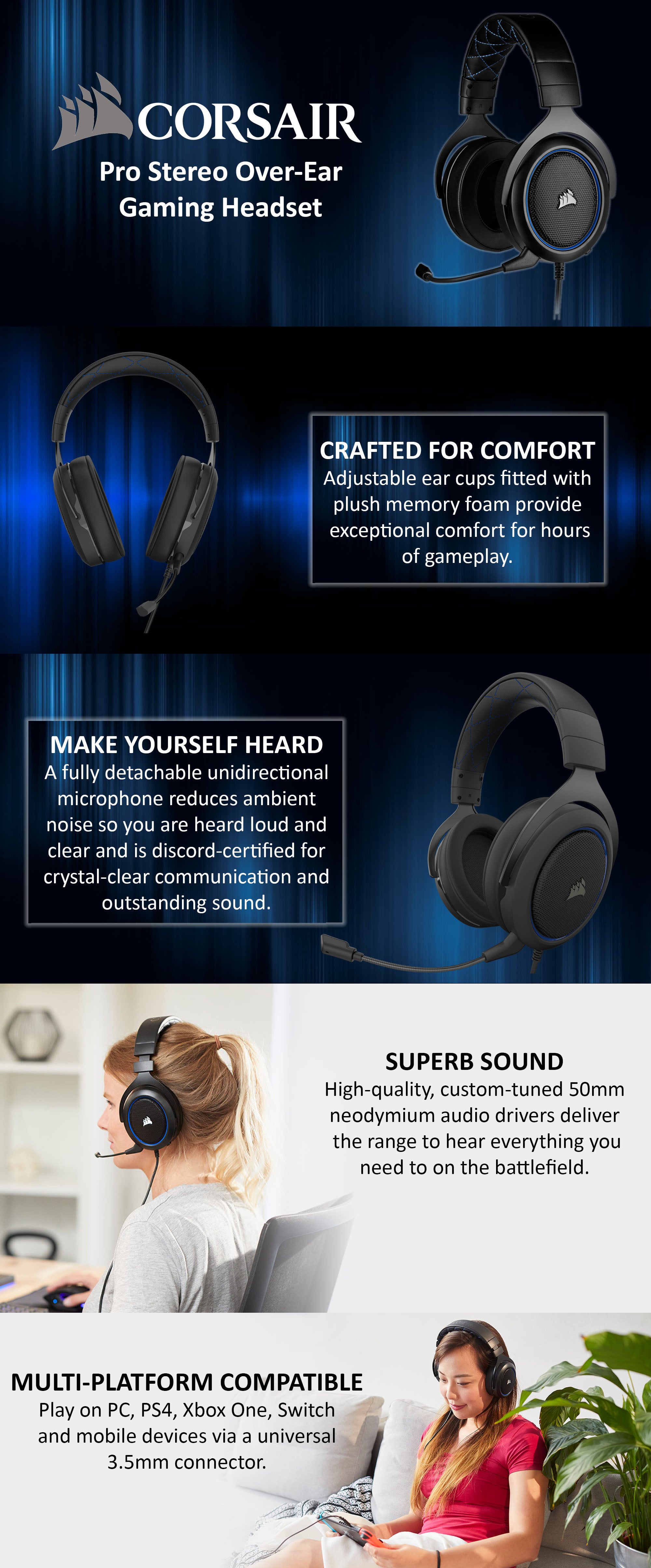 Pro Stereo Over-Ear Gaming Headset For PS4 /PS5 /XOne /XSeries /Nswitch /PC