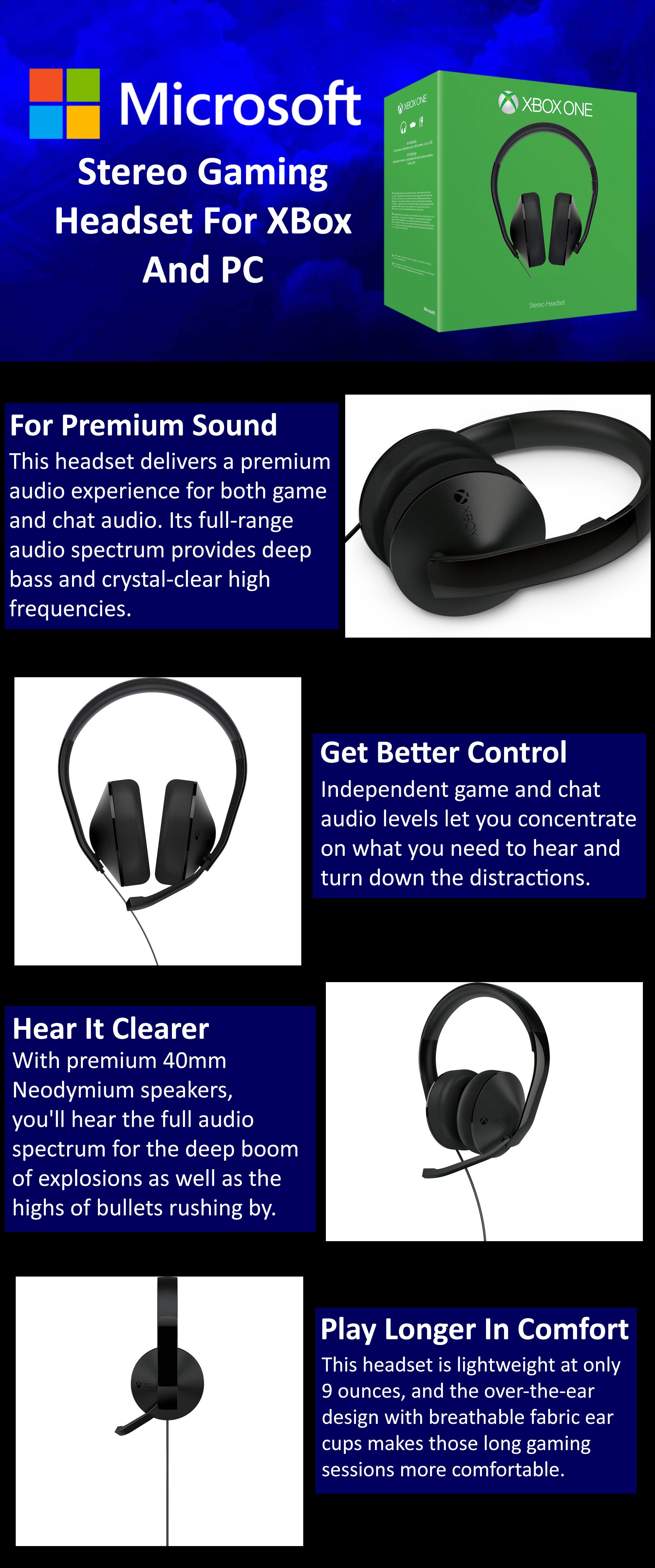 Stereo Gaming Headset For XBox And PC