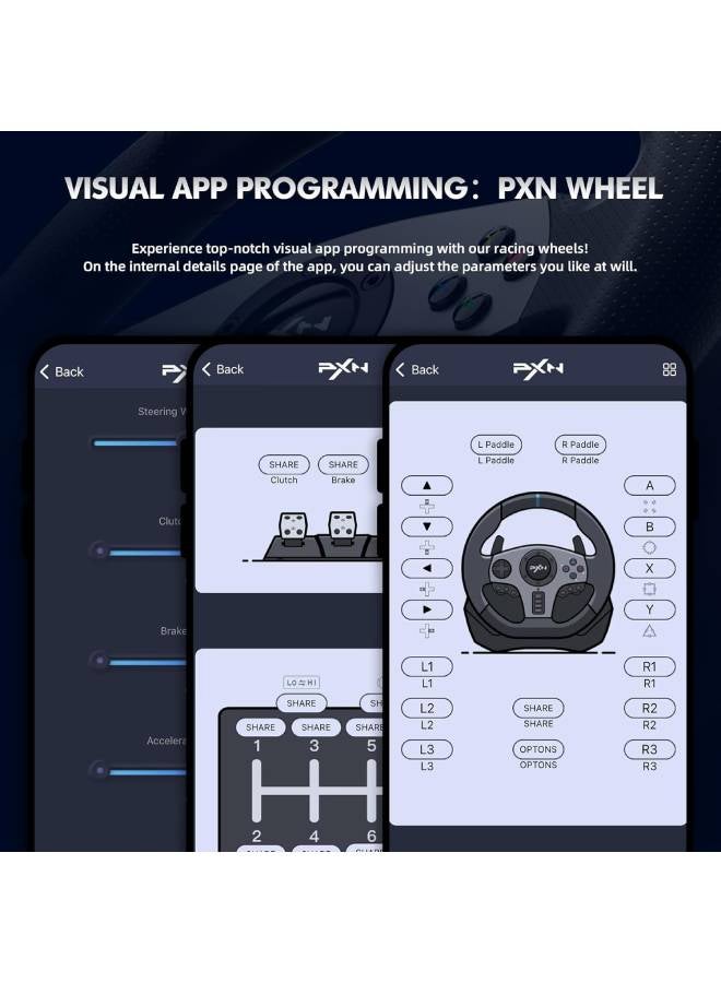 Steering Wheel PS4 Gaming Racing Wheel, PXN V9 Driving Wheel Volante PC 270/900 Degree Vibration and Shifter with Pedals for PC,PS4,Xbox One, Nintendo Switch,PS3,Xbox Series S/X