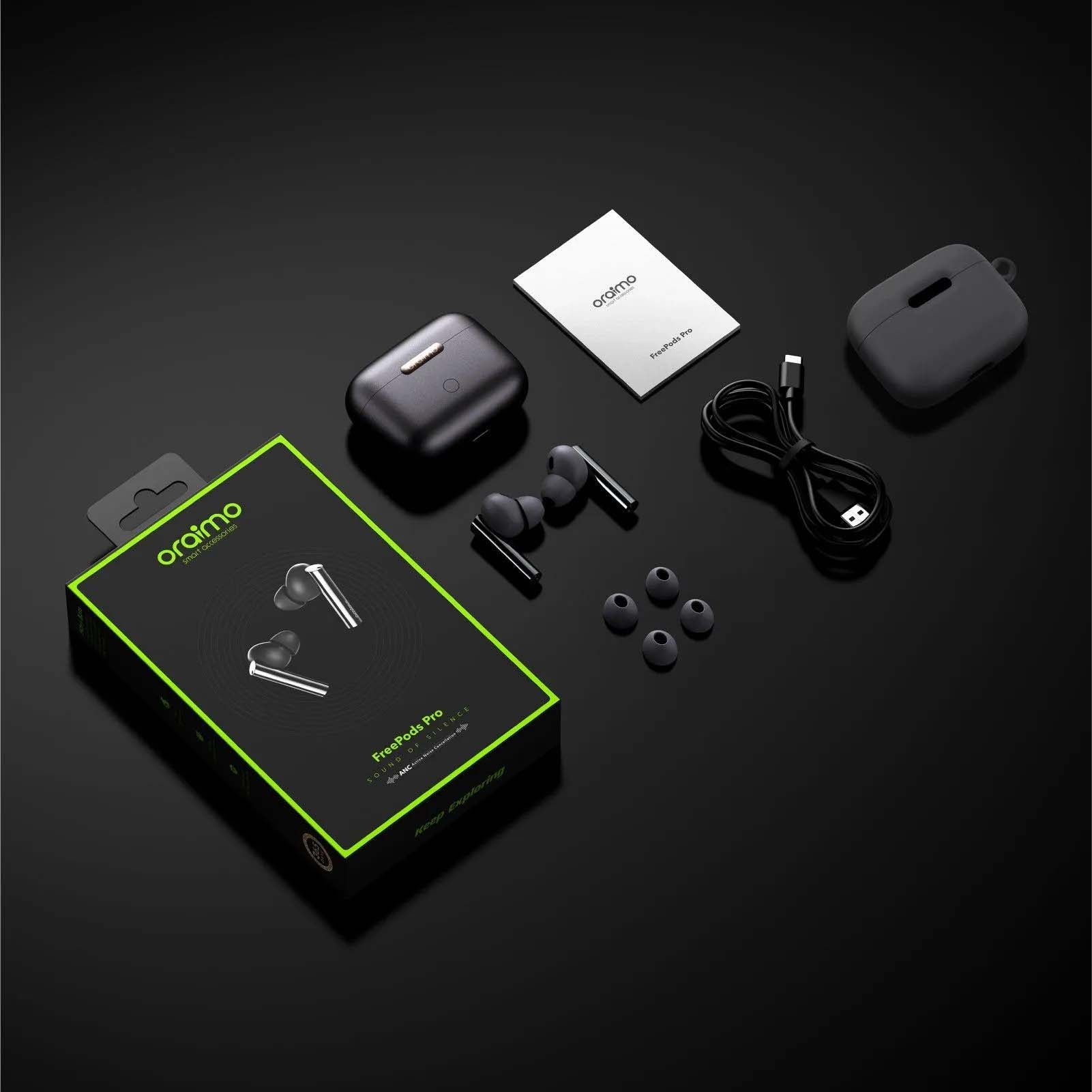 Free Pods Pro Hybrid Active Noise Cancelling Bluetooth Earphones,True Wireless Earbuds With Havy Bass Dual EQs,4 Mics for AI Clear Calls,43H Playtime,Transparency for Ambient Awareness Silver
