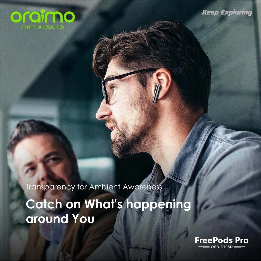 Free Pods Pro Hybrid Active Noise Cancelling Bluetooth Earphones,True Wireless Earbuds With Havy Bass Dual EQs,4 Mics for AI Clear Calls,43H Playtime,Transparency for Ambient Awareness Silver