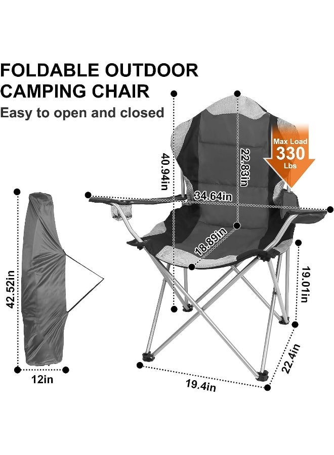 GO2CAMPS Foldable Camping Chair with Cup Holder Heavy Quality (Grey)