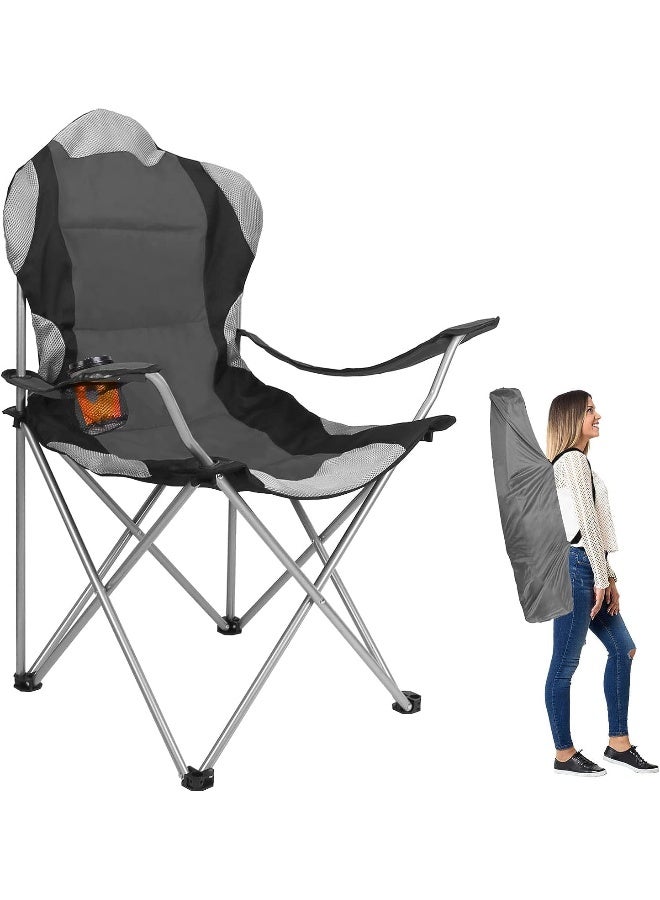 GO2CAMPS Foldable Camping Chair with Cup Holder Heavy Quality (Grey)