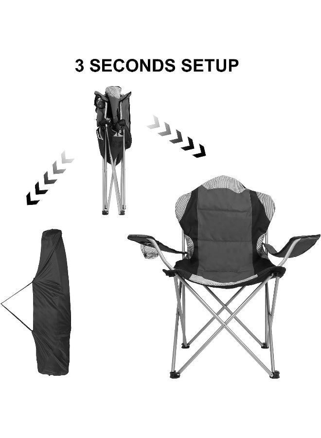 GO2CAMPS Foldable Camping Chair with Cup Holder Heavy Quality (Grey)