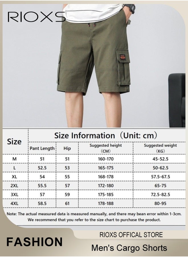 Men's Cargo Shorts, Outdoor Quick-Drying Sports Shorts, Casual Loose Cargo Short Pants, Stretch Shorts With Multiple Pockets, Relaxed Fit Cotton Blend Work Shorts, Lightweight Stretch Running Shorts