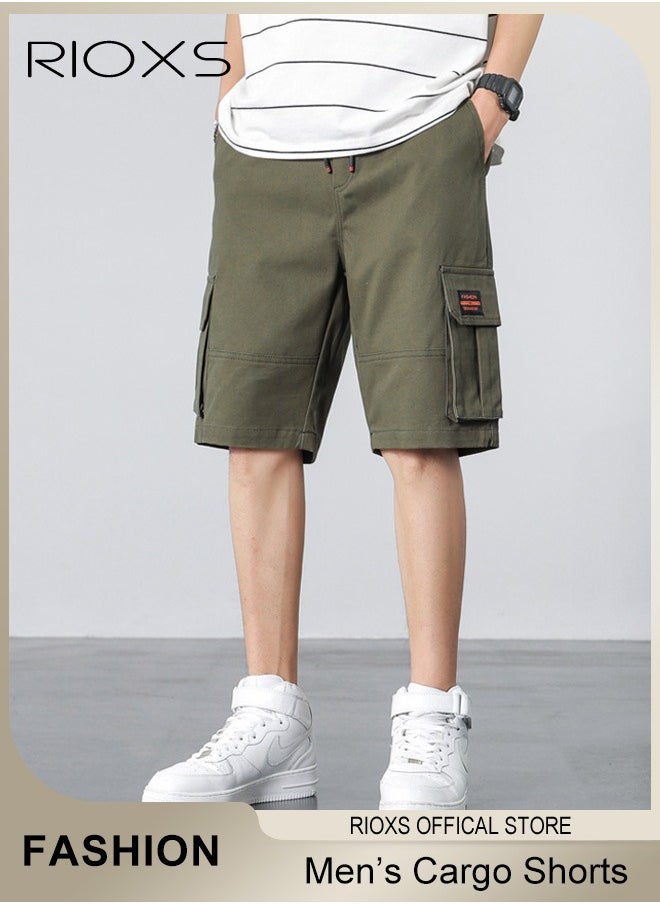 Men's Cargo Shorts, Outdoor Quick-Drying Sports Shorts, Casual Loose Cargo Short Pants, Stretch Shorts With Multiple Pockets, Relaxed Fit Cotton Blend Work Shorts, Lightweight Stretch Running Shorts