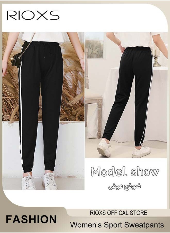 Women's Sport Sweatpants,Drawstring Joggers With Pockets,Comfy Lounge Striped Pants,Super Soft Casual Sweatpants,Athletic Pants For Women Yoga Workout Running