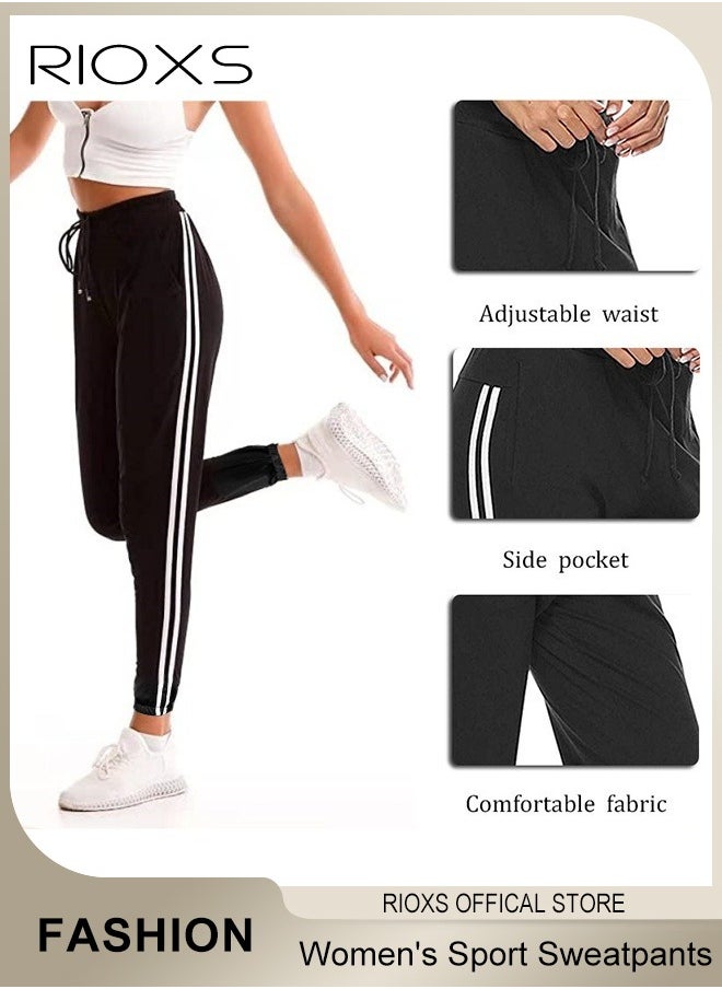 Women's Sport Sweatpants,Drawstring Joggers With Pockets,Comfy Lounge Striped Pants,Super Soft Casual Sweatpants,Athletic Pants For Women Yoga Workout Running
