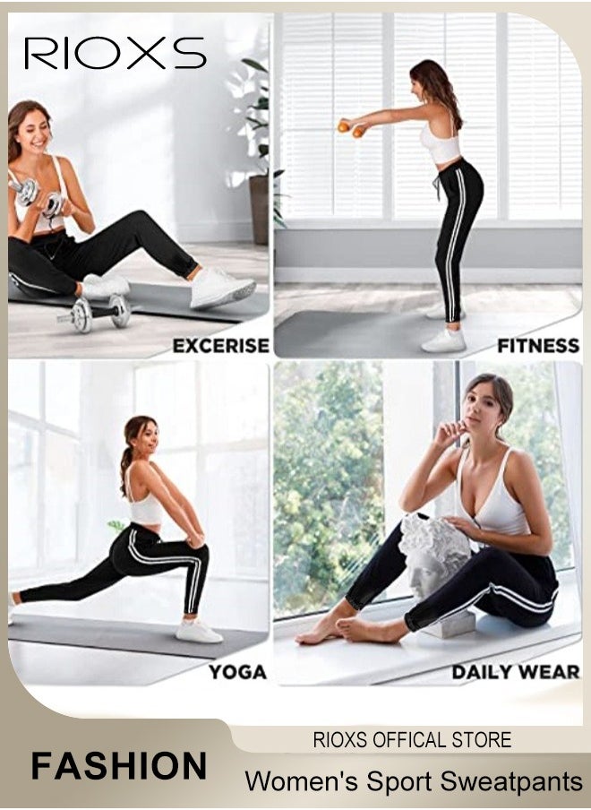 Women's Sport Sweatpants,Drawstring Joggers With Pockets,Comfy Lounge Striped Pants,Super Soft Casual Sweatpants,Athletic Pants For Women Yoga Workout Running