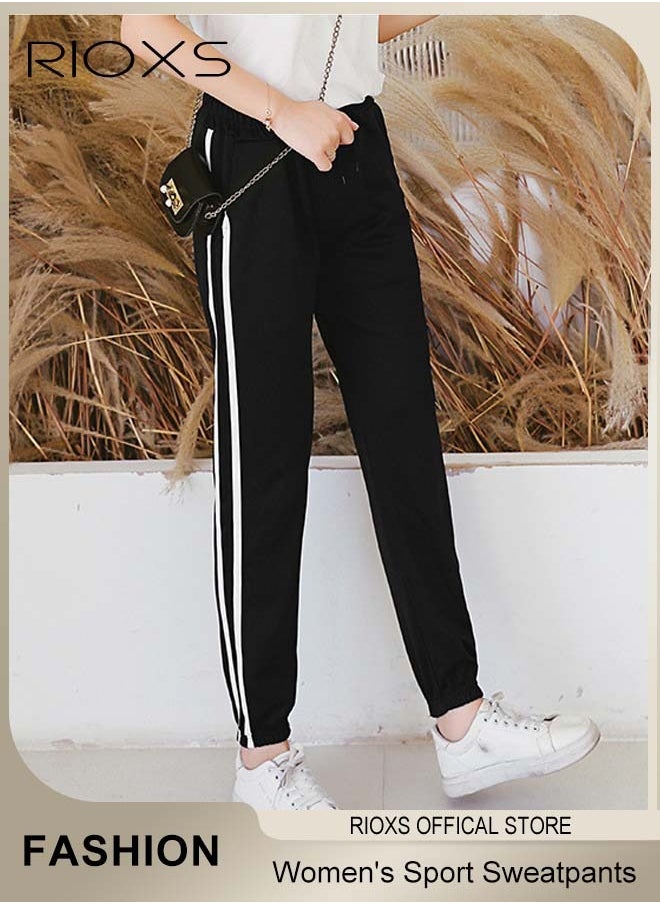 Women's Sport Sweatpants,Drawstring Joggers With Pockets,Comfy Lounge Striped Pants,Super Soft Casual Sweatpants,Athletic Pants For Women Yoga Workout Running
