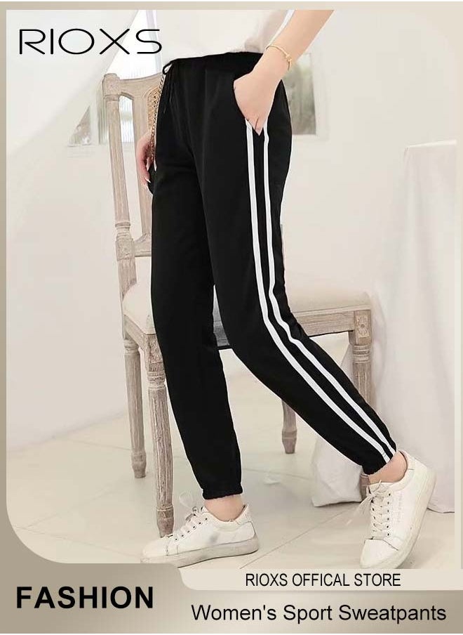 Women's Sport Sweatpants,Drawstring Joggers With Pockets,Comfy Lounge Striped Pants,Super Soft Casual Sweatpants,Athletic Pants For Women Yoga Workout Running