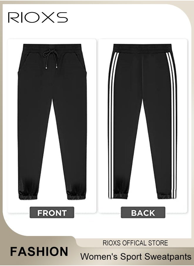 Women's Sport Sweatpants,Drawstring Joggers With Pockets,Comfy Lounge Striped Pants,Super Soft Casual Sweatpants,Athletic Pants For Women Yoga Workout Running