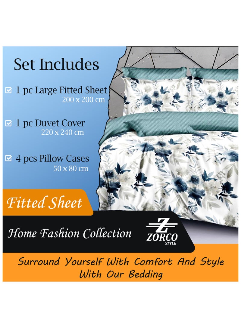 Hotel Duvet Cover Set 6 Pieces Cotton King Size Luxurious Bedding Set, Modern and Attractive Bedding Set with 1xFitted Sheet, 1xDuvet Cover, 4xPillow Cases