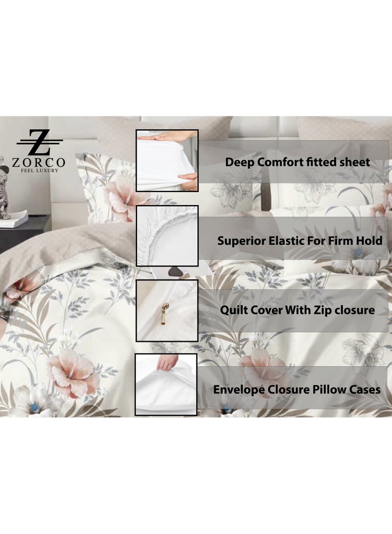 Duvet Cover Set 6 Pieces Cotton King Size Luxurious Bedding Set, Modern and Attractive Bedding Set with 1xFlat Sheet, 1xDuvet Cover, 4xPillow Cases