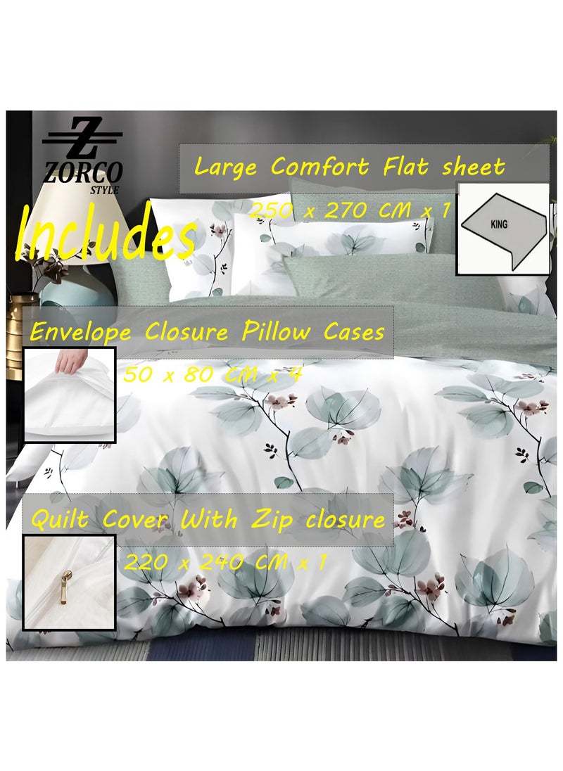 Duvet Cover Set 6 Pieces Cotton King Size Luxurious Bedding Set, Modern and Attractive Bedding Set with 1x fitted Sheet, 1x Duvet Cover, 4 Pillow Cases