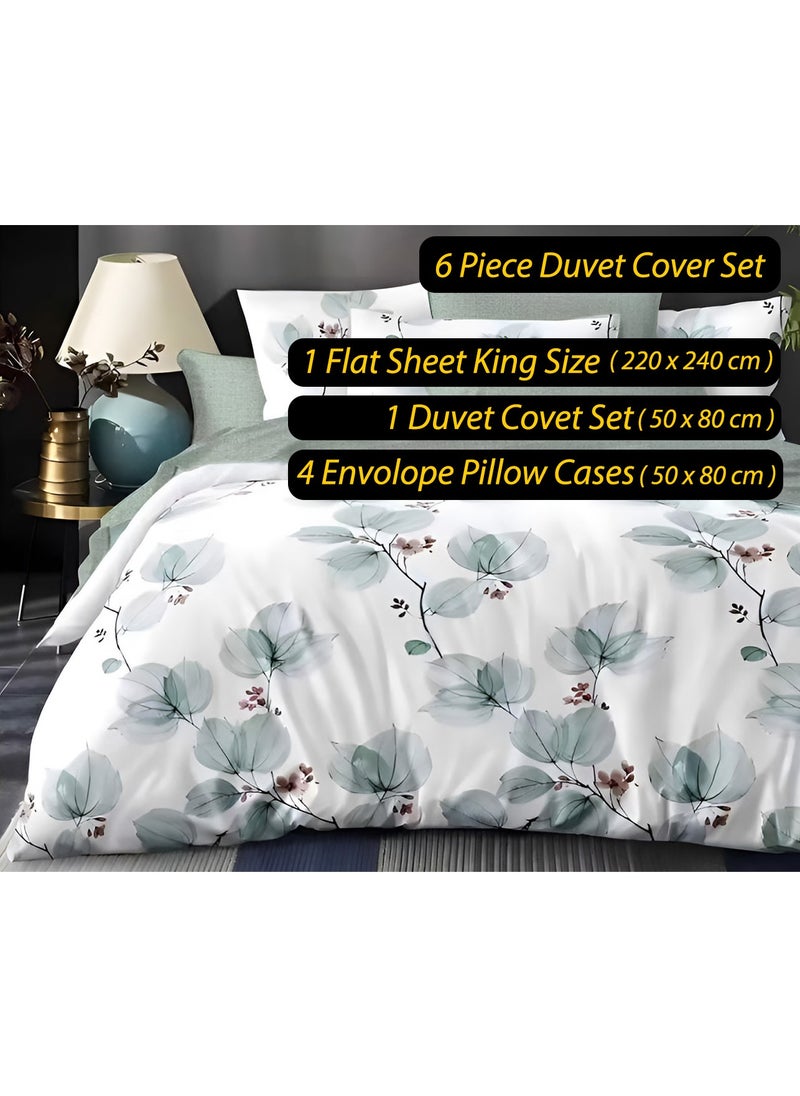 Duvet Cover Set 6 Pieces Cotton King Size Luxurious Bedding Set, Modern and Attractive Bedding Set with 1x fitted Sheet, 1x Duvet Cover, 4 Pillow Cases