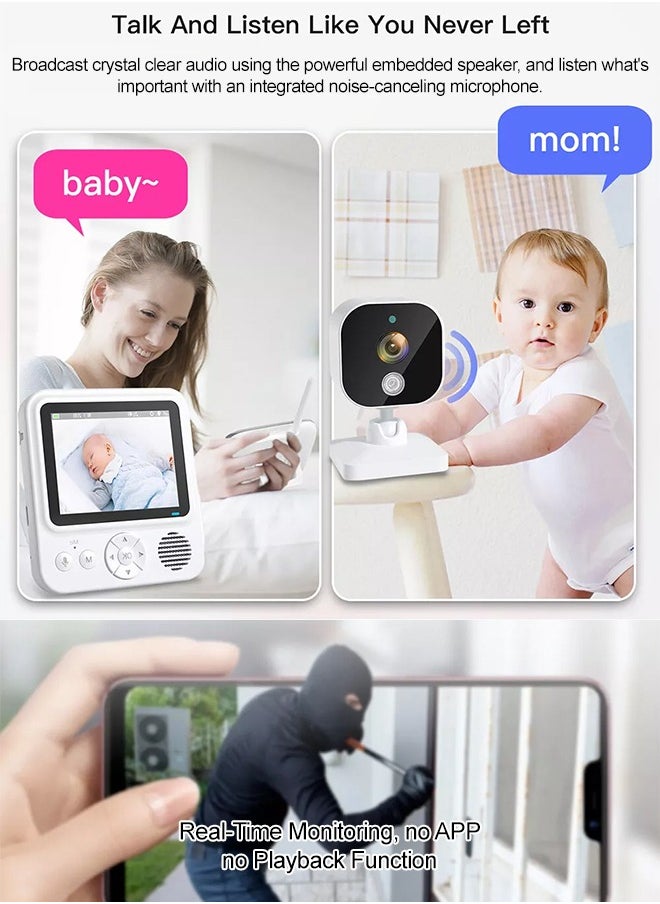 2.8 inch 720P HD babysitting wireless camera with night temperature use baby monitor night vision infrared