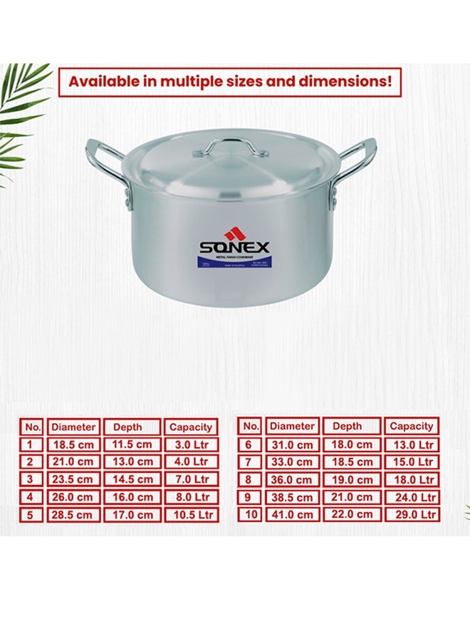 Sonex Baby Classic Cooking Pot, Compact And Durable Cookware, Sleek Design, Stainless Steel Handle For Firm Grip, Heavy Duty, High Quality Metal Finish, For Small Kitchen, PFOA Free (26 cm & 8 Ltr)