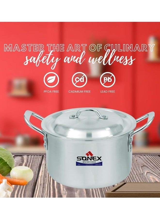 Sonex Baby Classic Cooking Pot, Compact And Durable Cookware, Sleek Design, Stainless Steel Handle For Firm Grip, Heavy Duty, High Quality Metal Finish, For Small Kitchen, PFOA Free (26 cm & 8 Ltr)