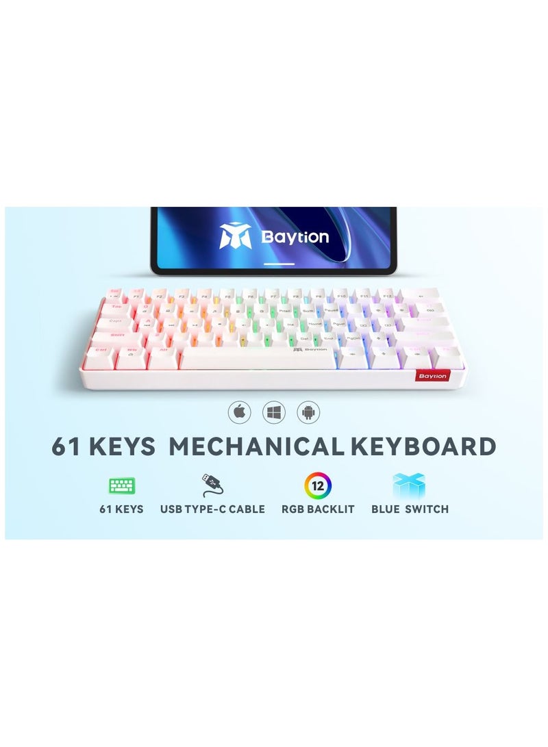 61 Key RGB Mechanical Gaming Keyboard with Detachable Type-C Cable | Blue Switches