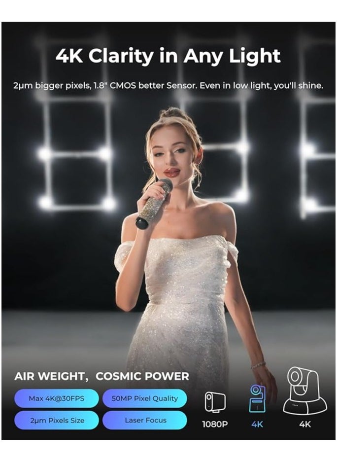 OBSBOT Tail Air NDI Streaming Camera 4K, AI Tracking PTZ Camera with Intelligent APP, Gesture Control, HDMI/USB-C/Wireless Webcam, Live Streaming Video Cameras for Filming, Worship, Content Creator.