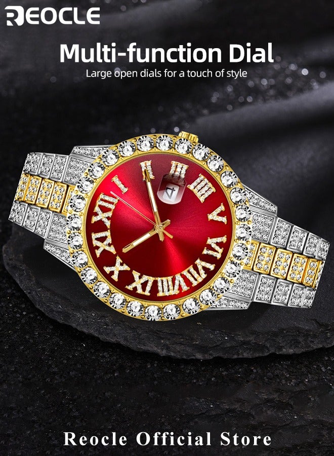 New Women's Watch Full Diamond Roman Scale Calendar Fashionable Women's Watch Quartz Watch