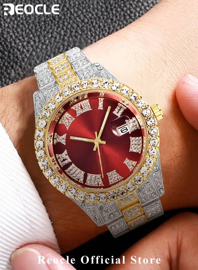 New Women's Watch Full Diamond Roman Scale Calendar Fashionable Women's Watch Quartz Watch