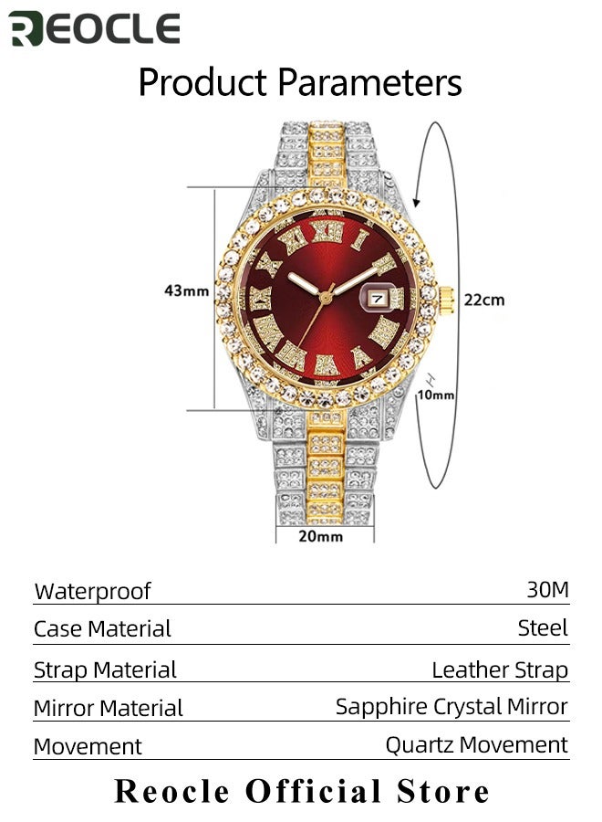 New Women's Watch Full Diamond Roman Scale Calendar Fashionable Women's Watch Quartz Watch