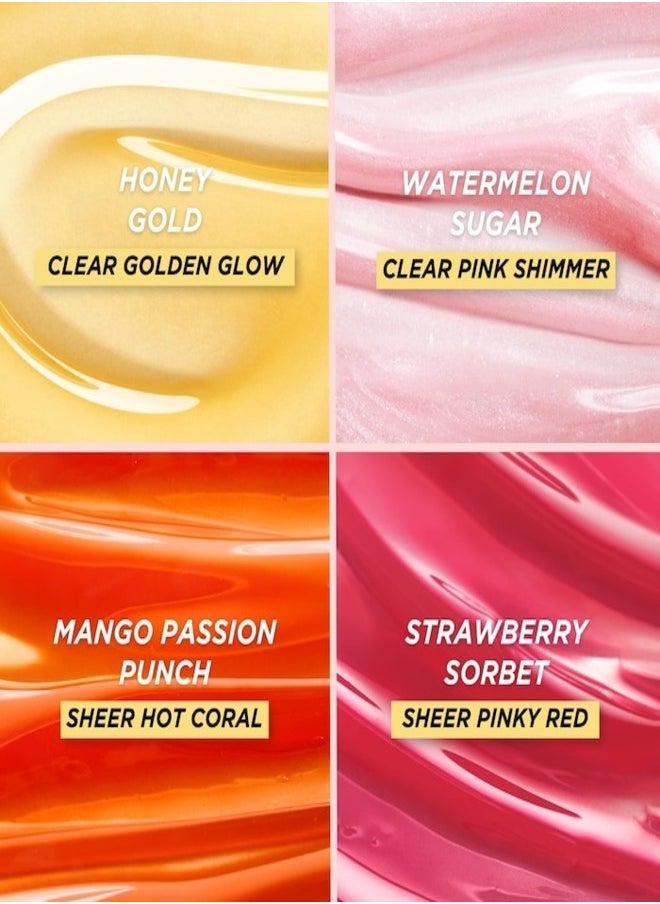 GISOU Honey Infused Lip Oil Strawberry Sorbet - Sheer Pinky Red, Hydrating & Nourishing Lip Treatment (0.27 oz / 8 ml)