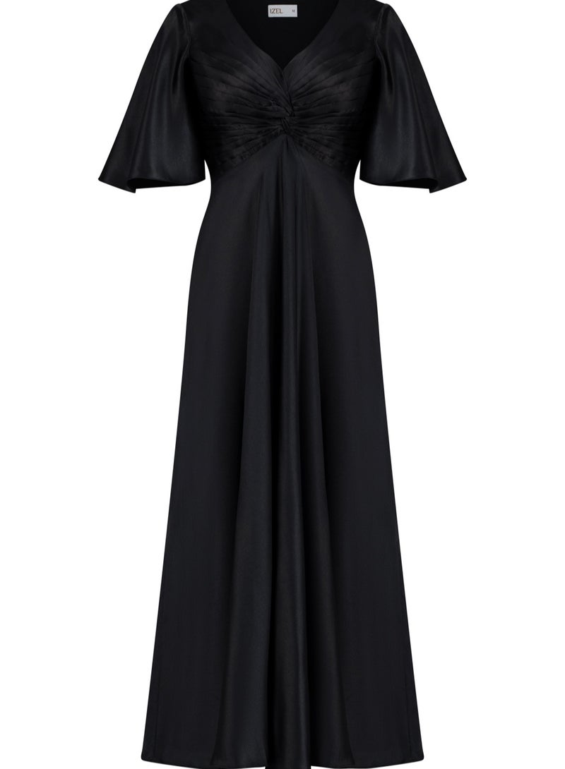 Silk Satin Front Knot Maxi Dress