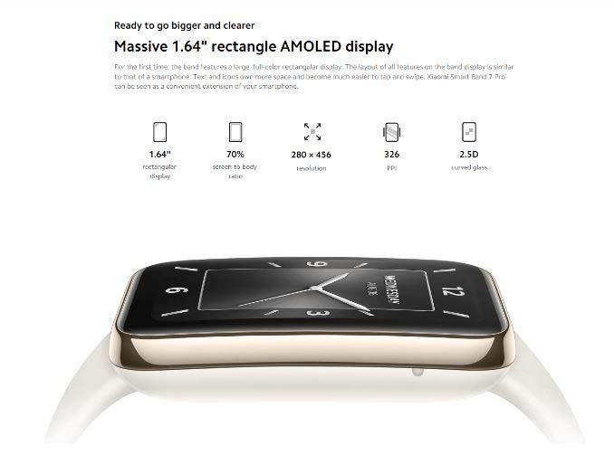 Band 7 Pro – Smart Bracelet, AMOLED Display, GPS, Blood Oxygen Monitoring, Fitness & Waterproof – Black (Model BHR5970GL) Black