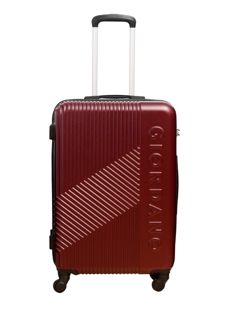 GIORDANO Logo Series Check-In Large Suitcase Maroon, ABS Hard Shell Lightweight Durable 4 Wheels Luggage Trolley Bag 28