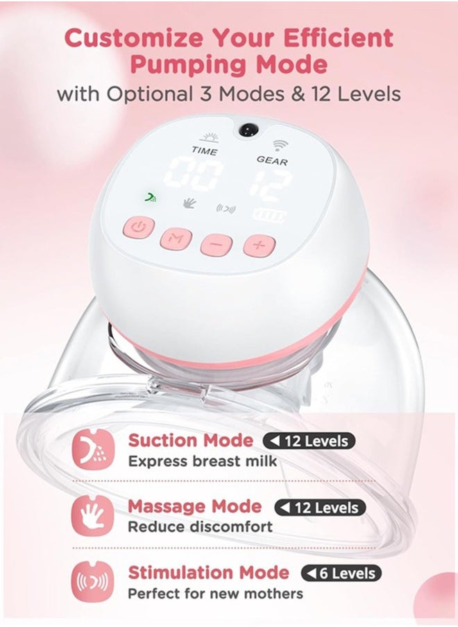 Breast Pumps Painless Low Noise Hands Free Wearable Electric Breast Pump With 12 Levels And 3 Modes And Remote Control