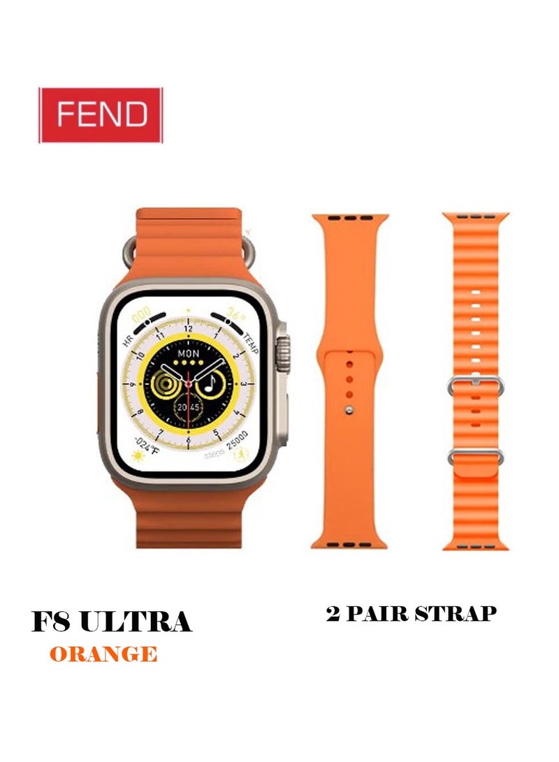 Fend F8 Smart Watch Ultra Full Screen HD Display with Two Strap and Bluetooth NFC GPS for Men's and Women's