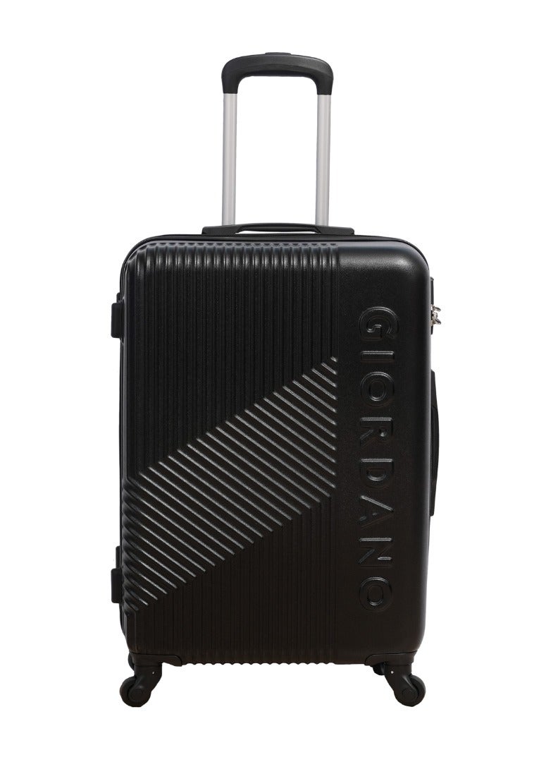 GIORDANO Logo Series Check-In Medium Suitcase Black, ABS Hard Shell Lightweight Durable 4 Wheels Luggage Trolley Bag 24