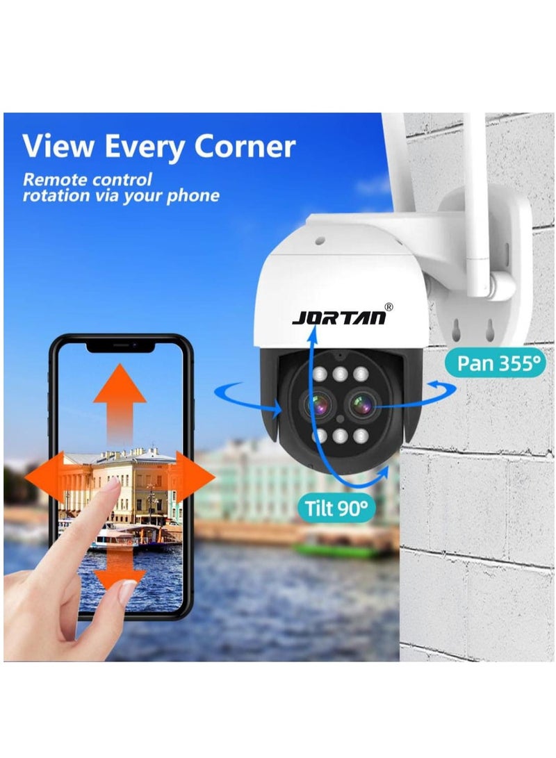 6MP Wi-Fi PTZ Camera, 8X Zoom, Motion Detection, Motion Tracking, Full Color Night Vision, Two Way Audio, IP66 Waterproof, Motion Alarm, 24/7 Recording, PTZ Control Wi-Fi Camera