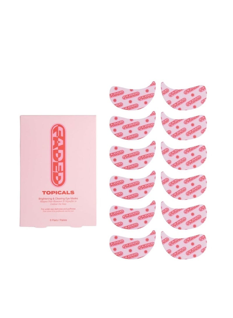 Topicals Faded Brightening Under Eye Masks | Patches to Depuff, Hydrate, Brighten and Cool | Reduce Dark Circles and Fine Lines | Contains Kojic Acid, Caffeine and Niacinamide (Set of 6) - Packaging may vary