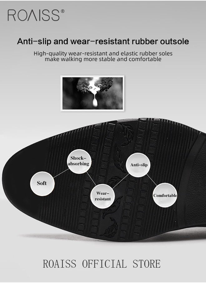 Men Pointed Patent Leather Shoes, Low Top Lace-up Formal Shoes with Non Slip Sole, Stylish Dress Shoes for Men, Simple Classic Business Leather Shoes, Suitable for Daily Wear, Business, Wedding and Outdoor Activities