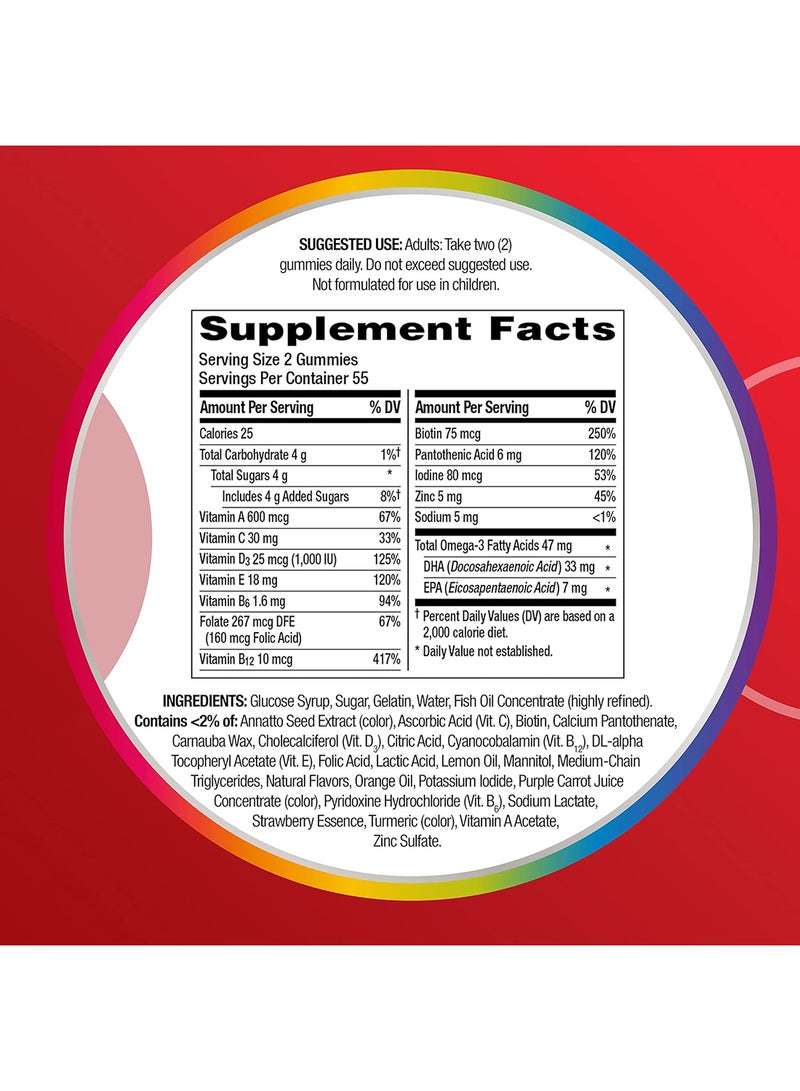 Multi With Omega-3 Multigummies Natural Strawberry Lemon And Orange110 Gummies