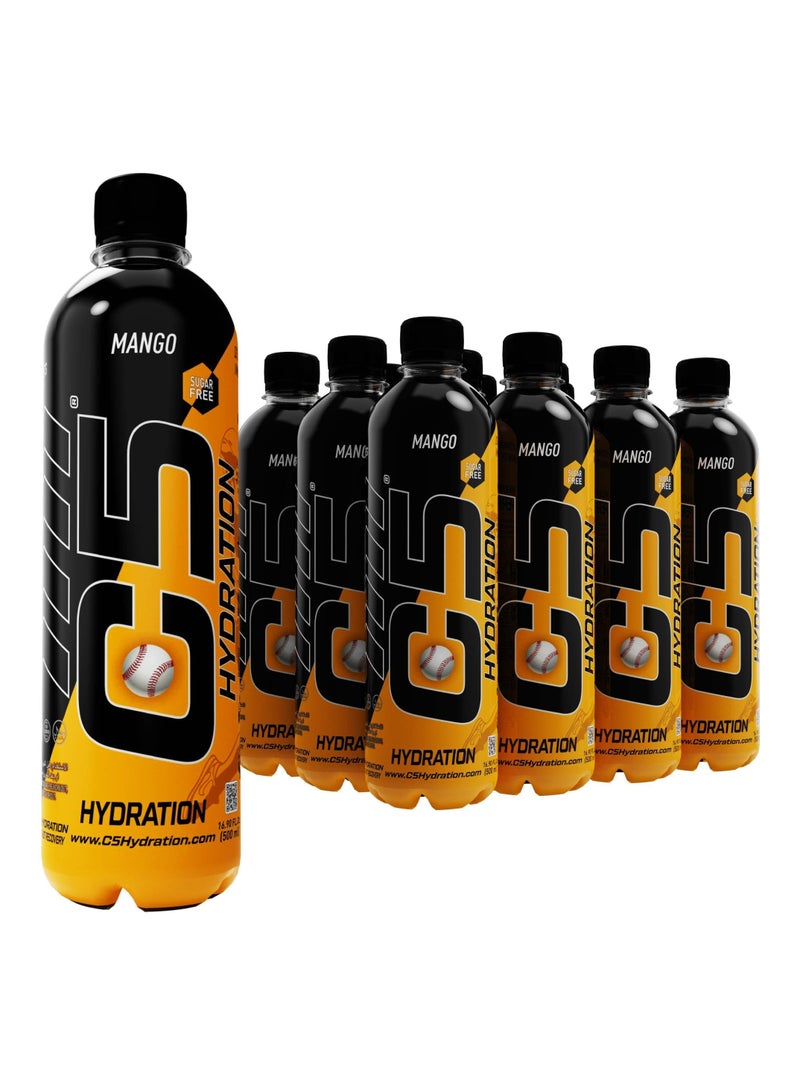 C5 Hydration Key Electrolytes Vit B's Energy Vit C E Antioxidant Vit D3 Immunity (Full Box 12 Bottles Mango)