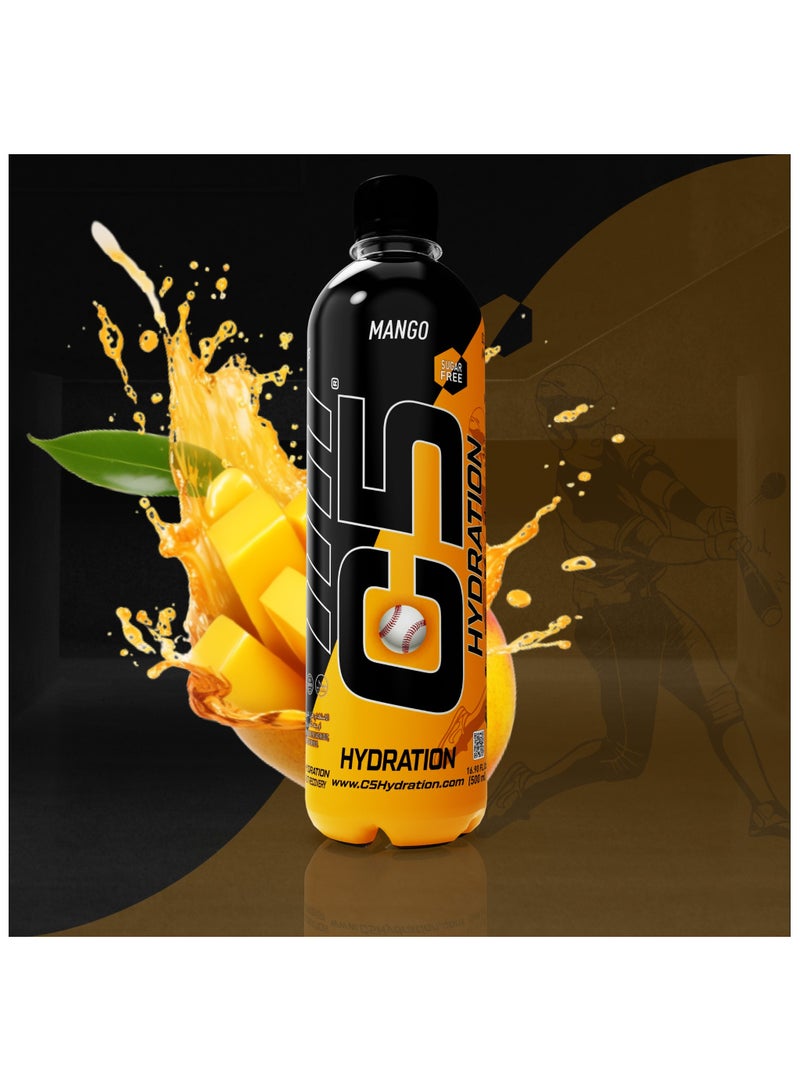 C5 Hydration Key Electrolytes Vit B's Energy Vit C E Antioxidant Vit D3 Immunity (Full Box 12 Bottles Mango)