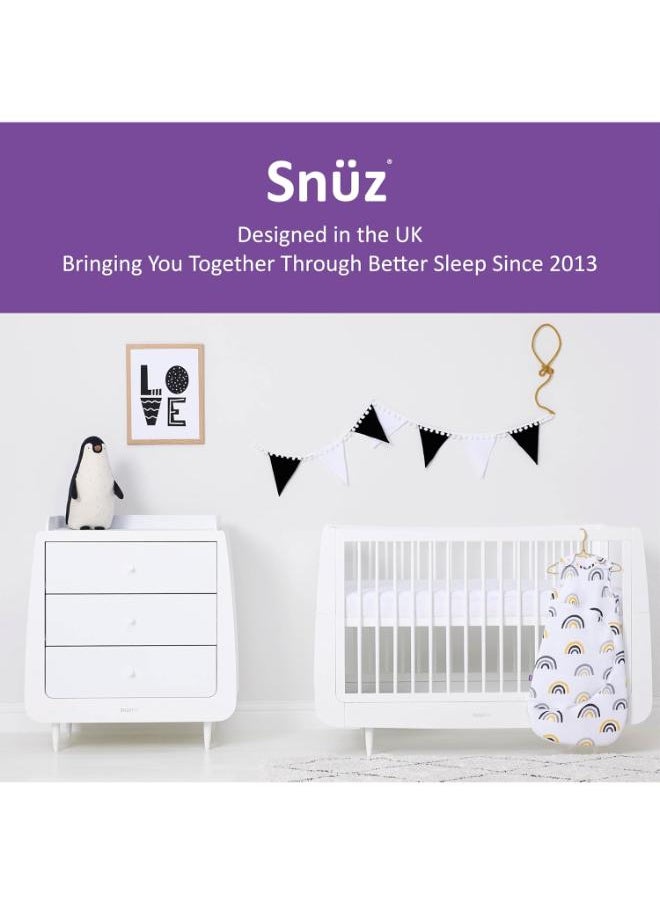 Pouch Sleeping Bag For Infant And Baby 1.0 Tog Clever Nappy Change Zip Material 100% Cotton For Temperatures If 21 - 23 Celsius 0 To 6 Months Maximum Baby Length 68 Cmmustard Rainbow