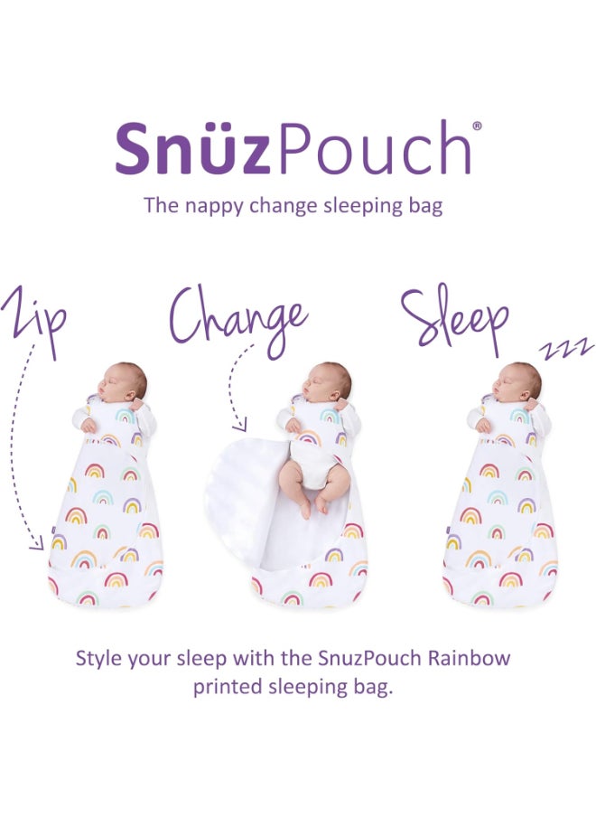 Pouch Sleeping Bag For Infant And Baby 1.0 Tog Clever Nappy Change Zip Material 100% Cotton For Temperatures If 21 - 23 Celsius From 6 To 18Months Maximum Baby Length 86Cm - Rainbow