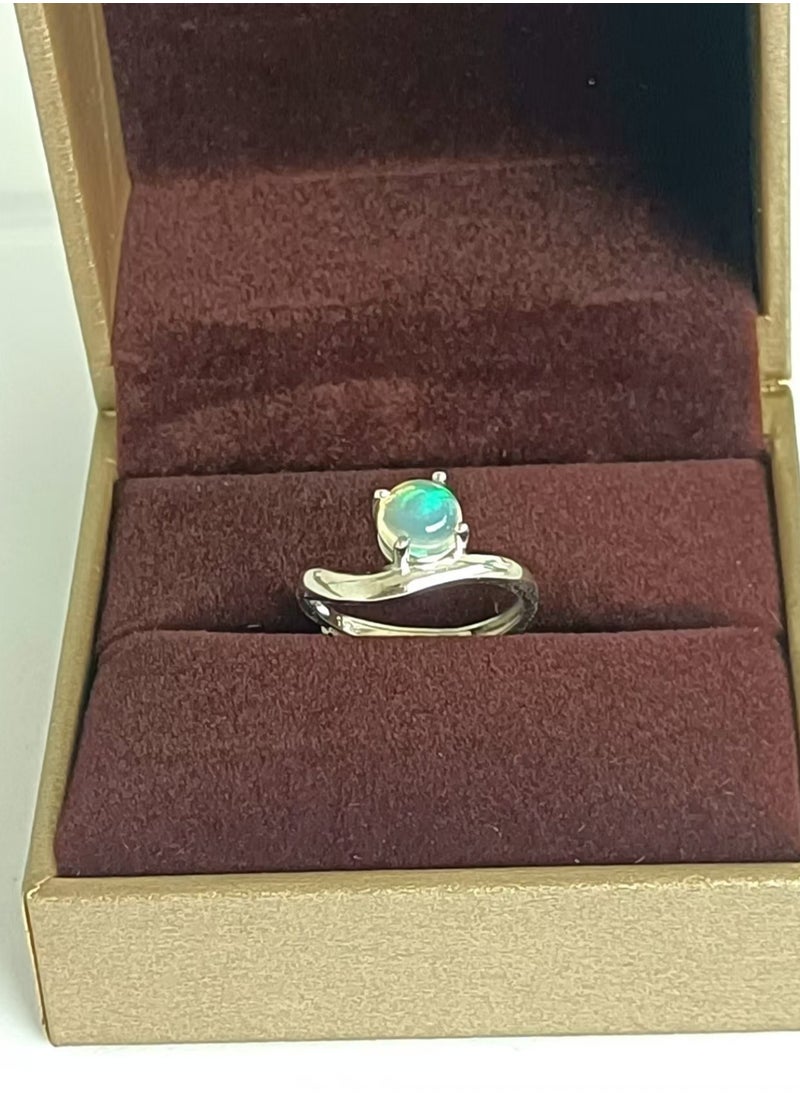 Fashion women 925 sterling silver with natural opal gem stone ring，size adjustable