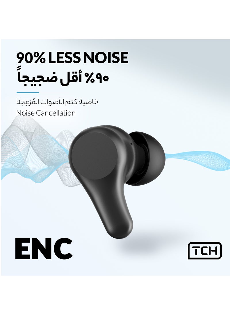 TCH Wirless Earbuds Boom Trap L30 Less Noise Clear Voice & Hifi Sound Quality Bass Surging Smart Touch & 30 Hours Playtime Waterproof IPX4 Earbud With Bluetooth 5.3 IOS+Andorid 480mAh Battery