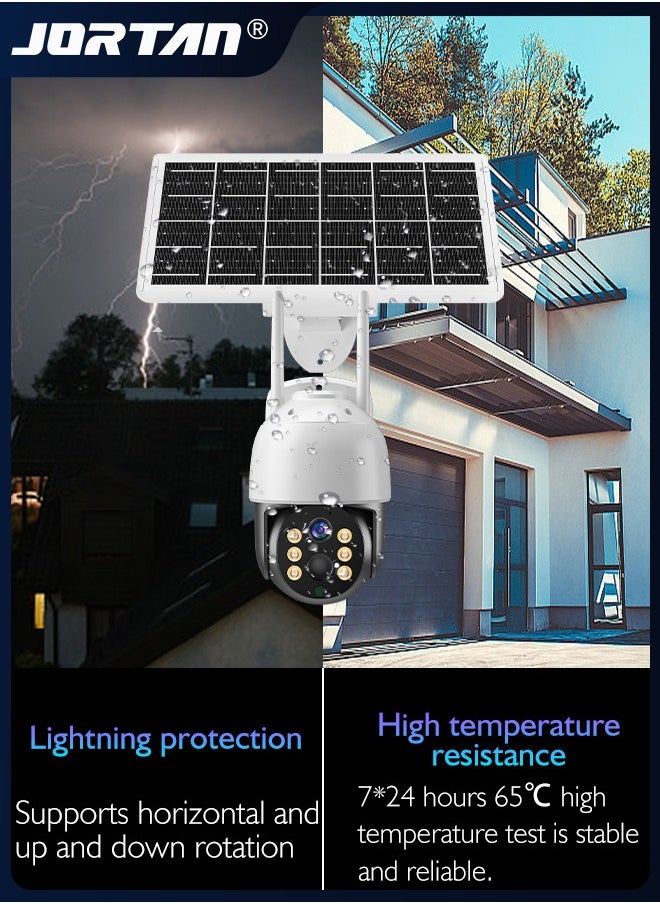8MP 4G SIM Card & Wifi Solar Security Camera Outdoor Wireless Low Power Consumption Surveillance Camera with Solar Panel & Motion Detection & Microwave Dual Detection & Remote Control & 2 Way Audio