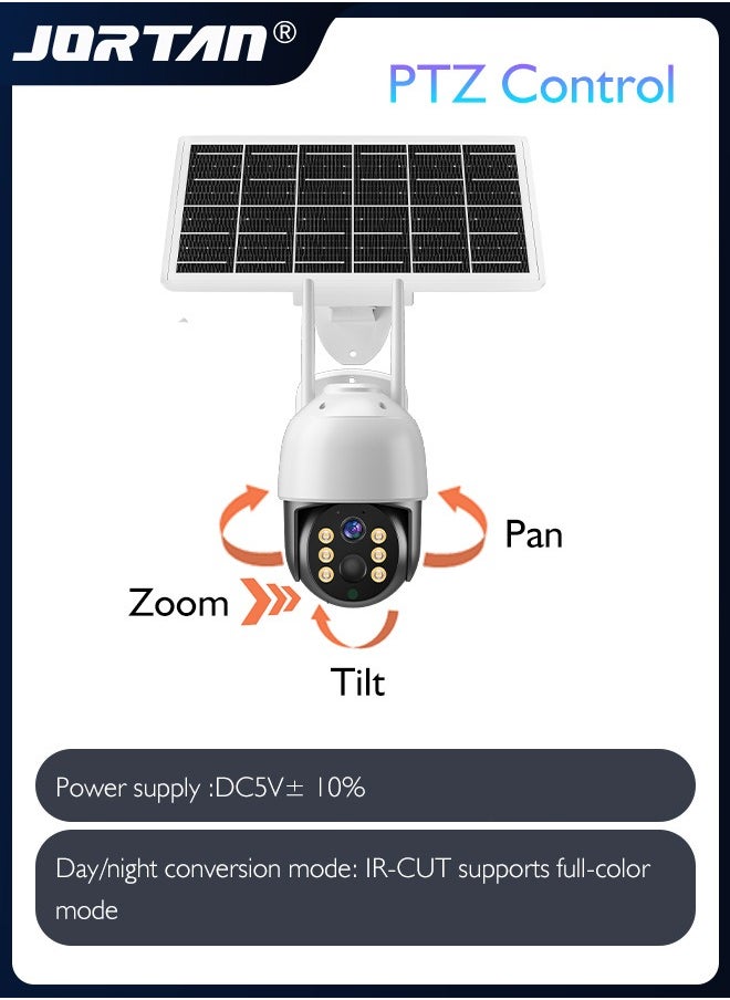 8MP 4G SIM Card & Wifi Solar Security Camera Outdoor Wireless Low Power Consumption Surveillance Camera with Solar Panel & Motion Detection & Microwave Dual Detection & Remote Control & 2 Way Audio